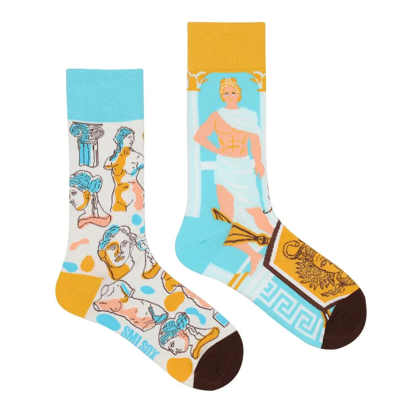 Colorful Cotton Crew Socks - Unisex Mid-Calf Casual Socks