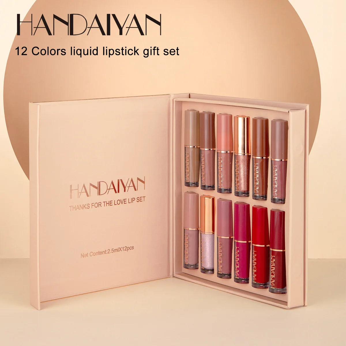Handaiyan Velvet Matte Lip Gloss Set - 12 Piece Long-Lasting Waterproof Collection