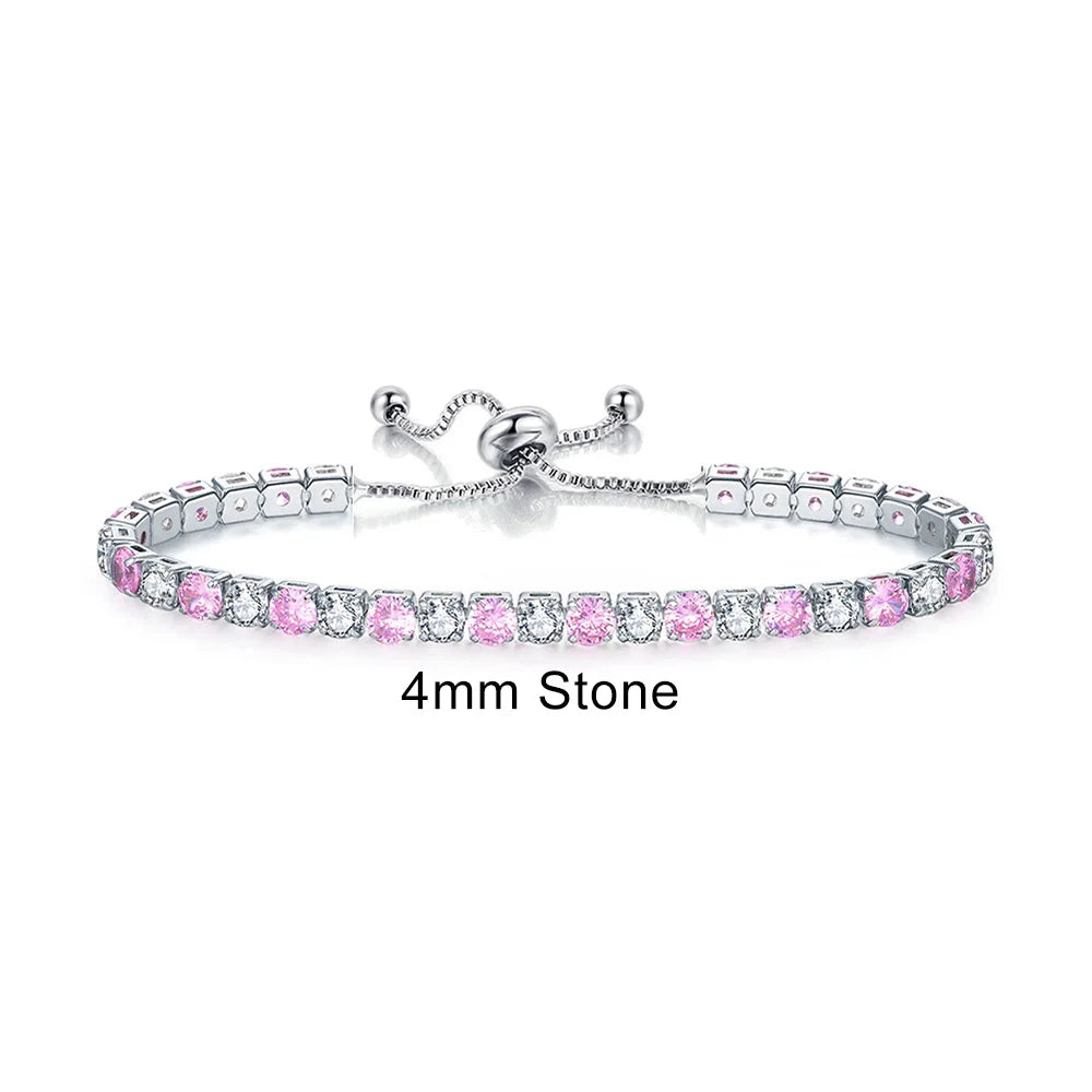 Rainbow Zircon Tennis Bracelet - Adjustable Women's Hand Chain