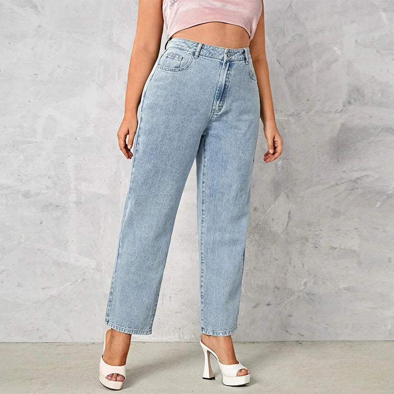 Women's High-Waist Straight Leg Jeans - Plus Size