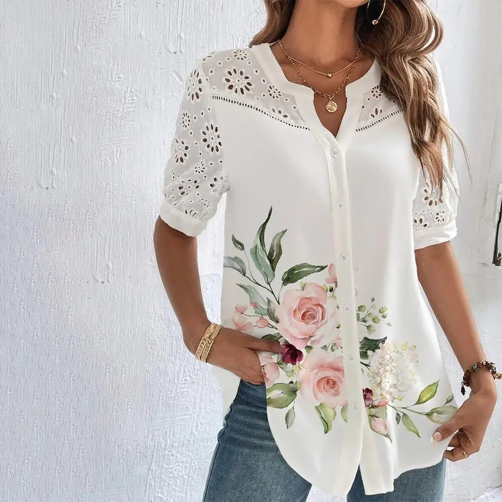 Lace Casual Shirt - Temperament Fashion Loose Blouse