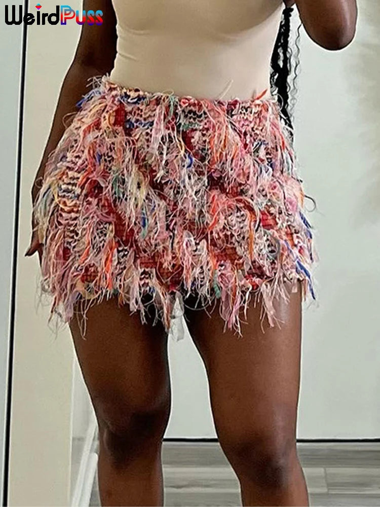 Women's Knit Tassel Skirt - Slim Fit Stretch Streetwear