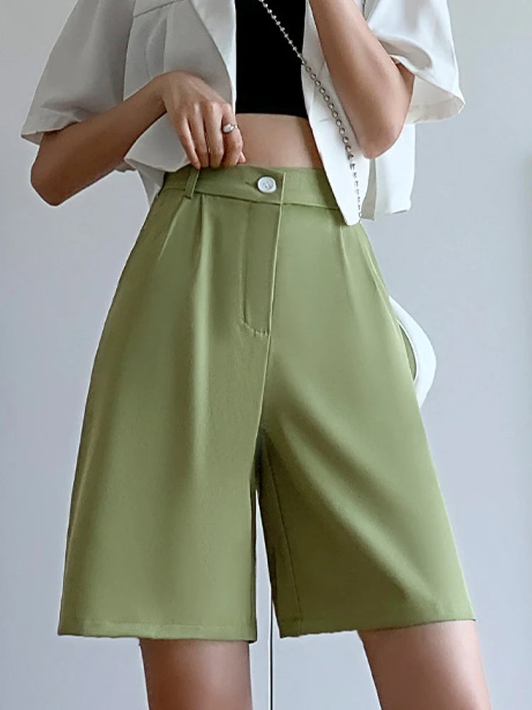 Women's High Waist Wide Leg Shorts - Summer Office Casual