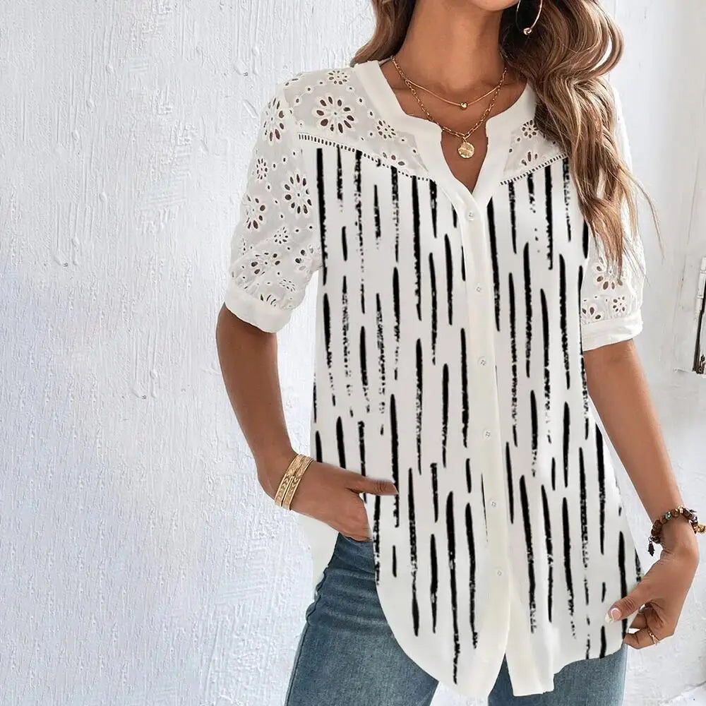 Lace Casual Shirt - Temperament Fashion Loose Blouse