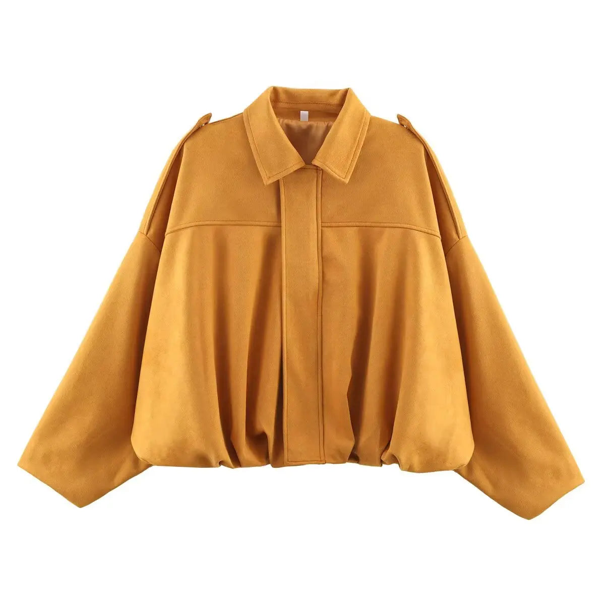 Women's Suede Textured Bomber Jacket - Long Sleeve Casual Outerwear