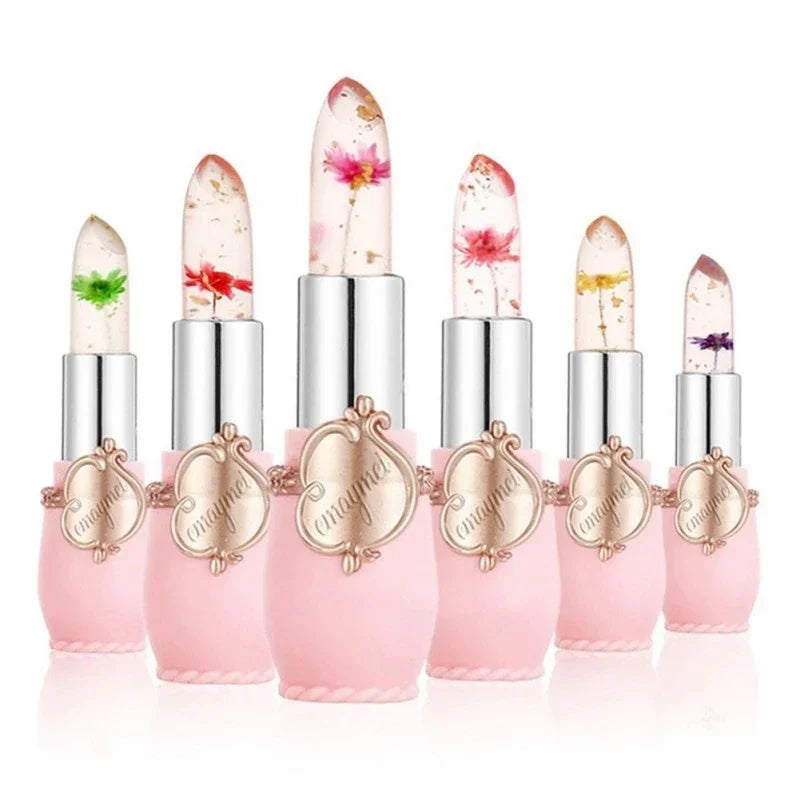 Crystal Flower Jelly Lip Balm Set - 6 Piece Temperature Color Changing Collection