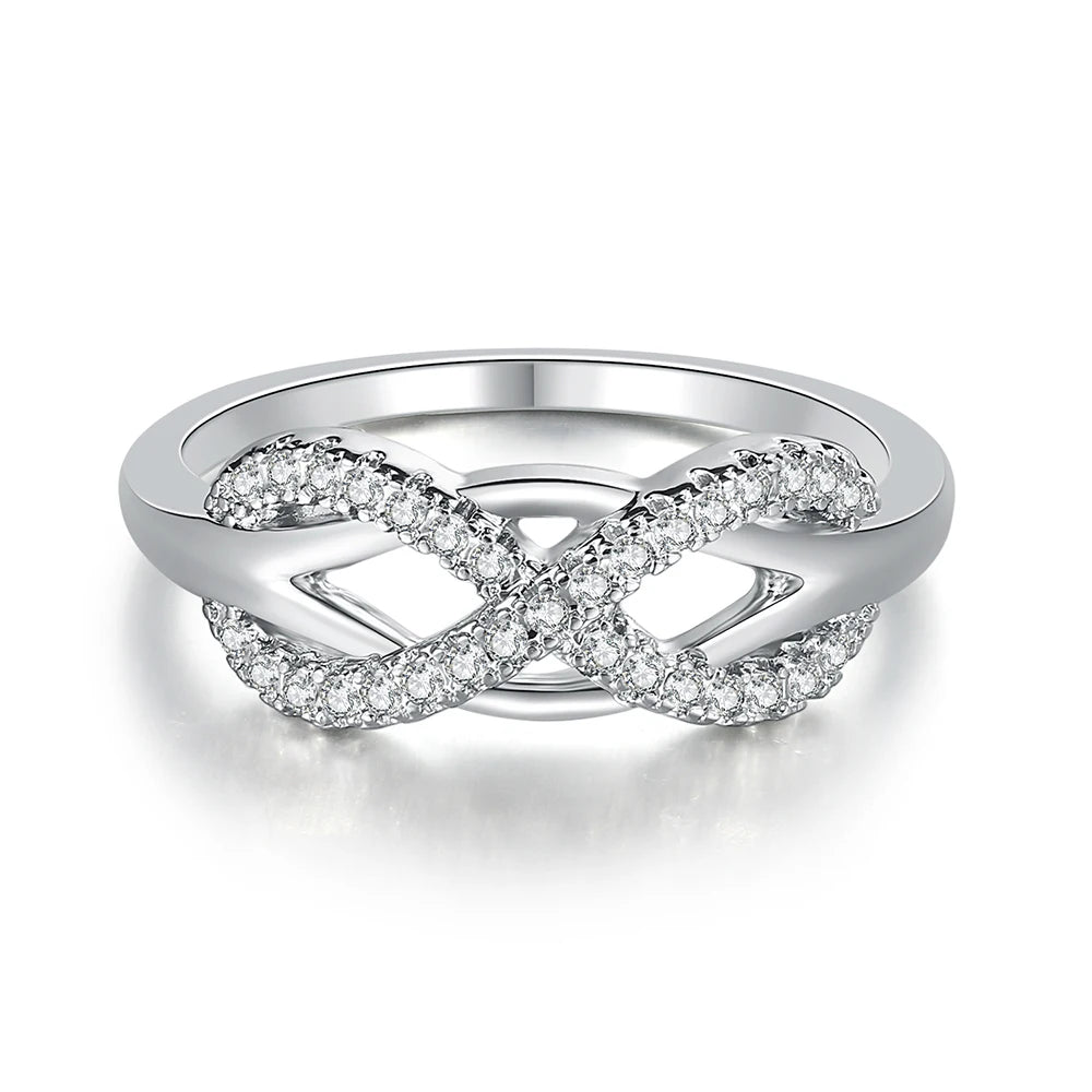 Infinity Love Promise Ring - Double Circle Heart Design Wedding Band