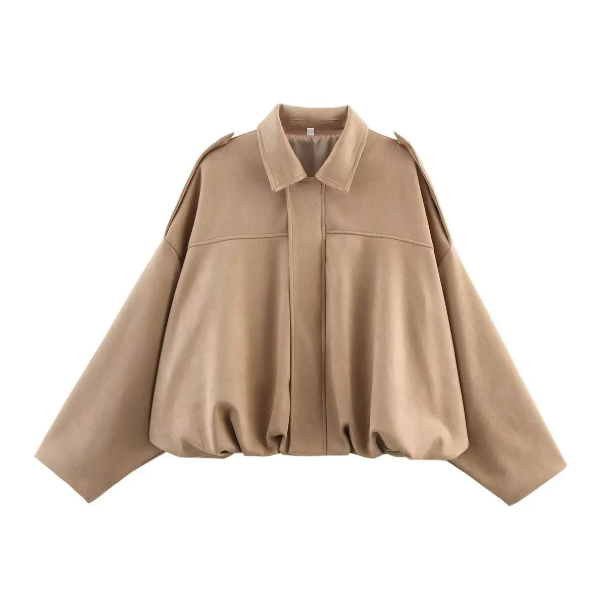 Women's Suede Textured Bomber Jacket - Long Sleeve Casual Outerwear