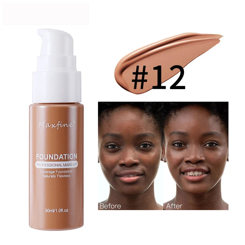 MAXFINE Waterproof Liquid Foundation - Long-Lasting Concealer
