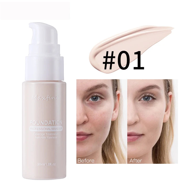 MAXFINE Waterproof Liquid Foundation - Long-Lasting Concealer