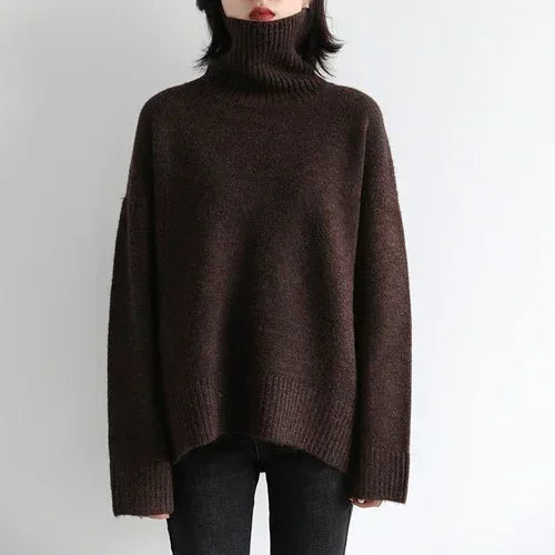 Korean Turtleneck Sweater - Women's Loose Warm Pullover