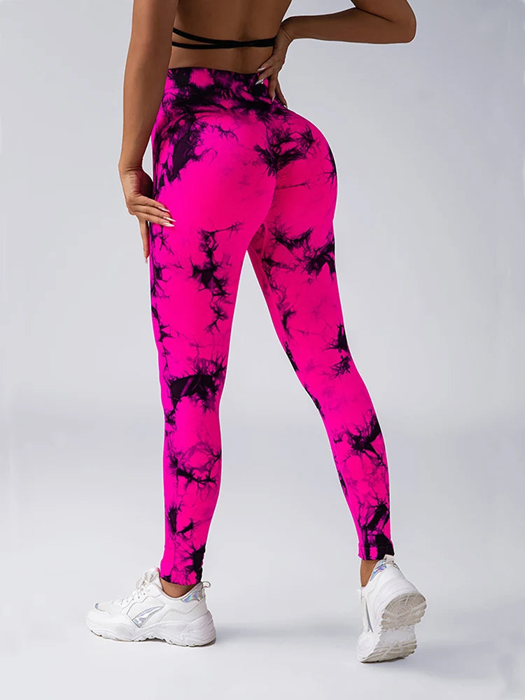 Women's High-Waist Seamless Yoga Leggings - Tie Dye