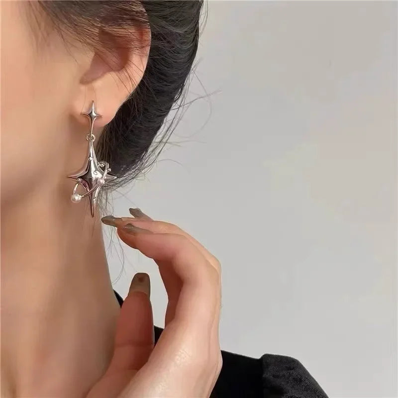 Star Drop Earrings - Pearl & Crystal Fashion Jewelry