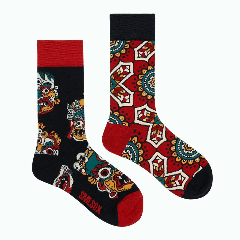 Colorful Cotton Crew Socks - Unisex Mid-Calf Casual Socks