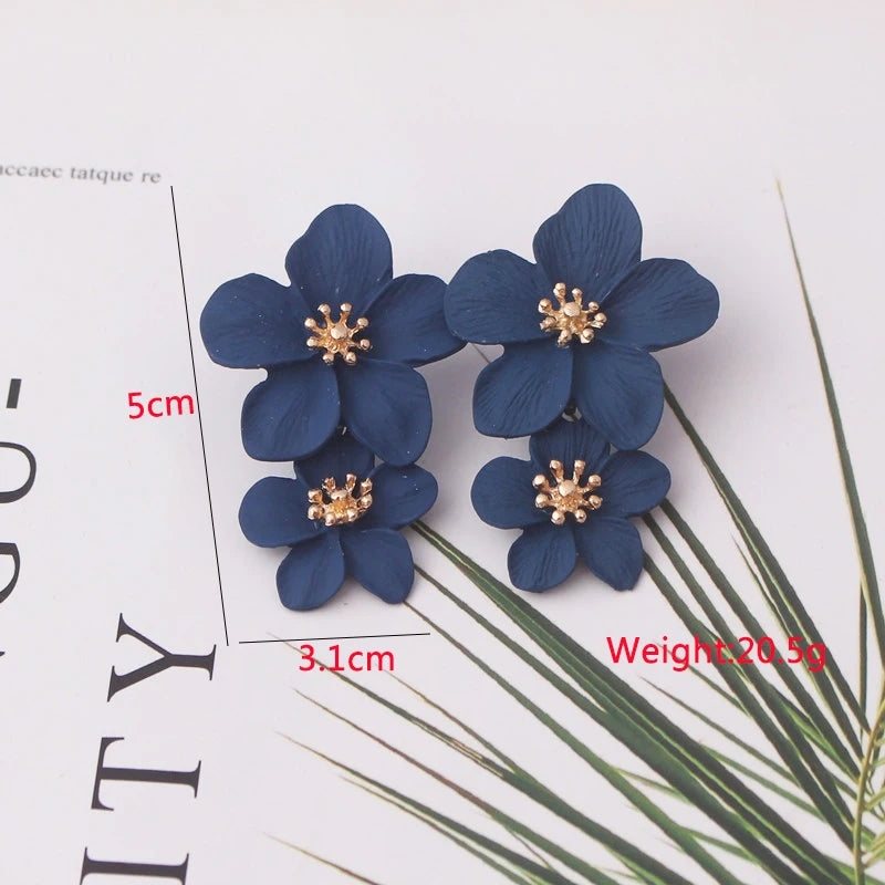 Bohemian Geometric Earrings - Blue Flower Butterfly Dangle Earrings for Women