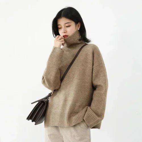 Korean Turtleneck Sweater - Women's Loose Warm Pullover