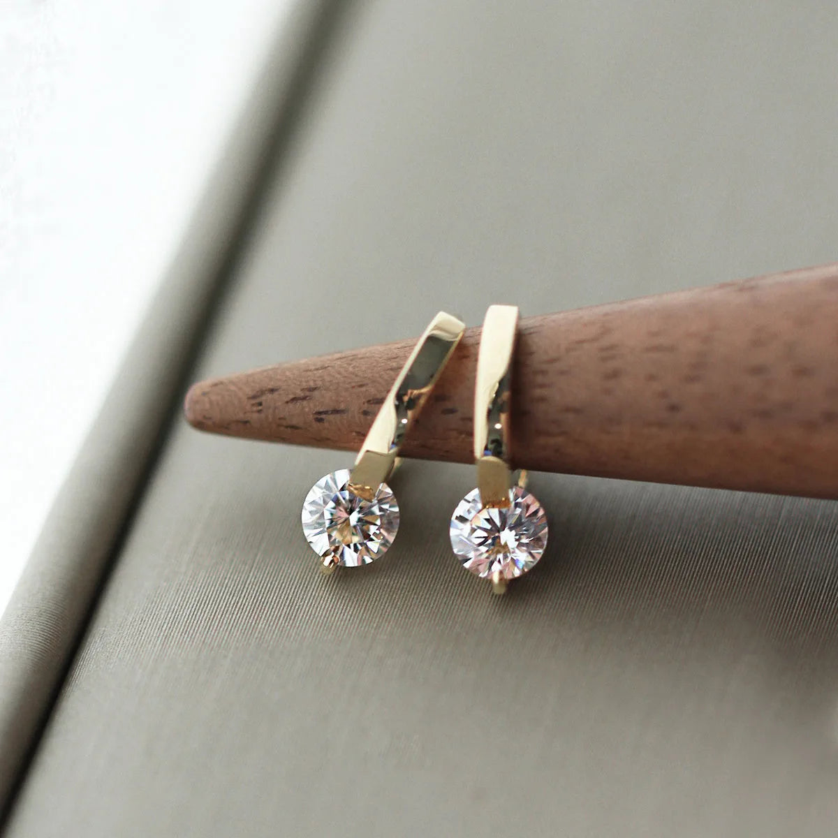 Sterling Silver Zircon Stud Earrings - Gold Plated Crystal Jewelry