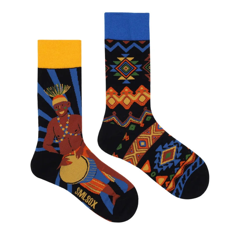 Colorful Cotton Crew Socks - Unisex Mid-Calf Casual Socks