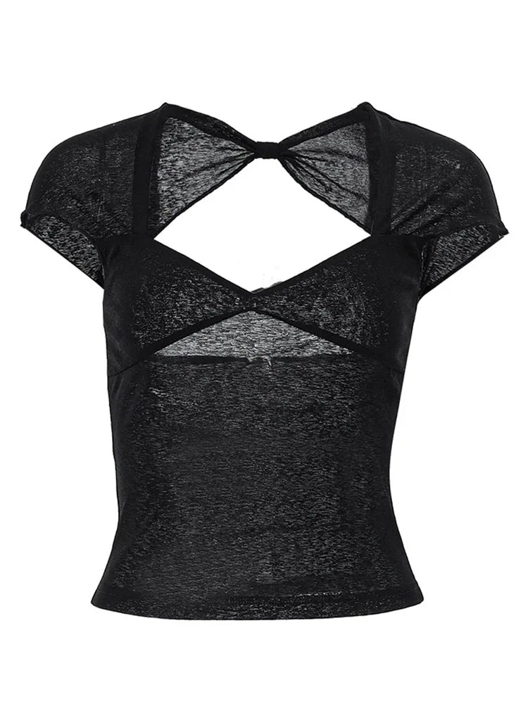 Square Collar Backless Crop Top - Sexy Summer Tee