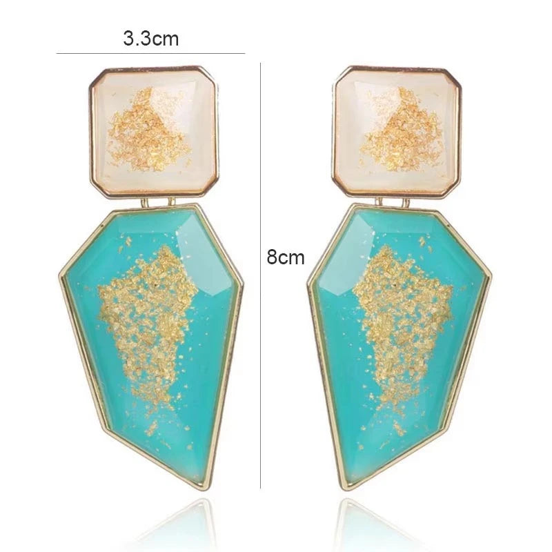 Bohemian Geometric Earrings - Blue Flower Butterfly Dangle Earrings for Women