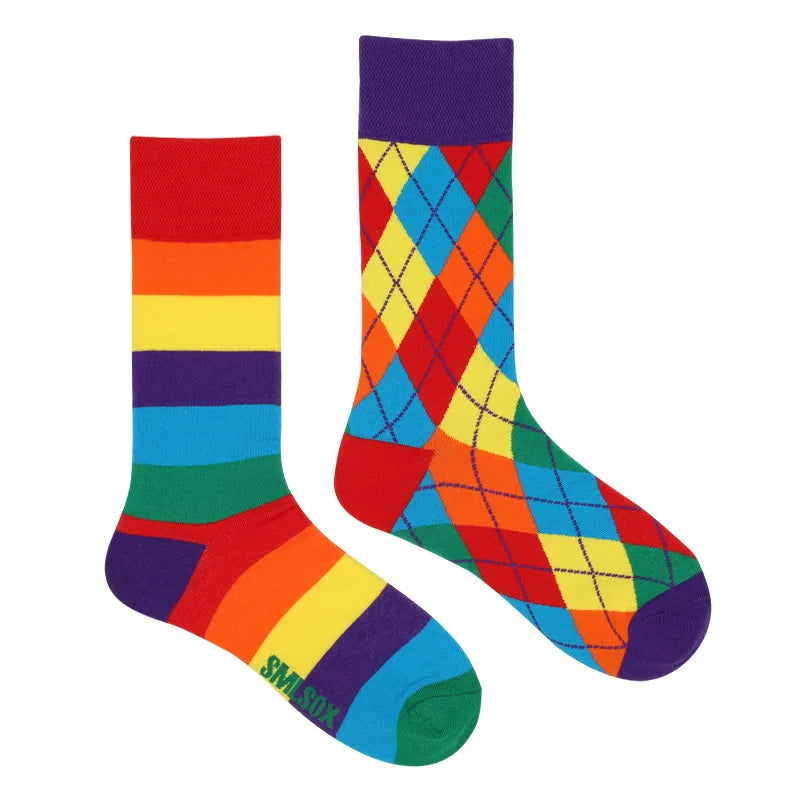 Colorful Cotton Crew Socks - Unisex Mid-Calf Casual Socks