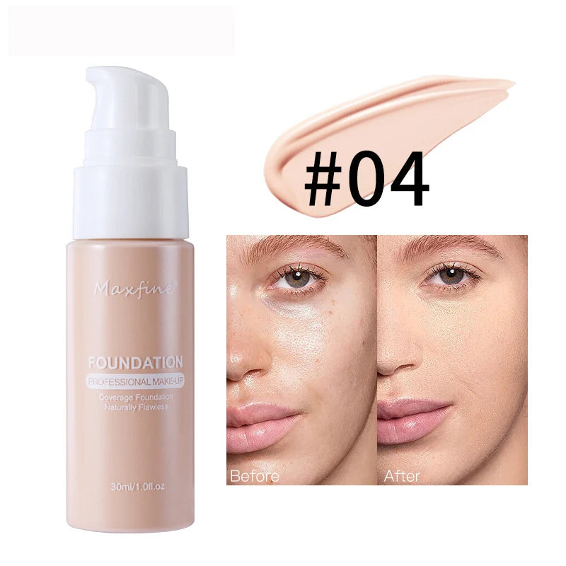 MAXFINE Waterproof Liquid Foundation - Long-Lasting Concealer