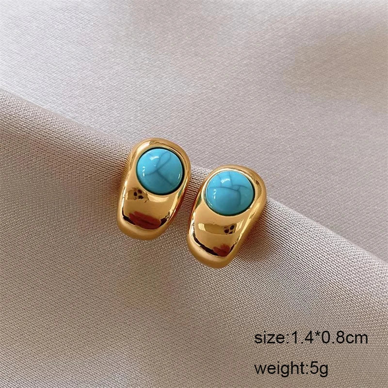 Bohemian Geometric Earrings - Blue Flower Butterfly Dangle Earrings for Women