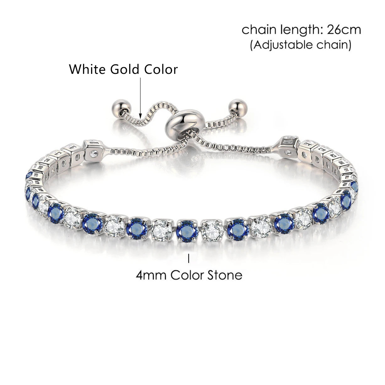 Rainbow Zircon Tennis Bracelet - Adjustable Women's Hand Chain