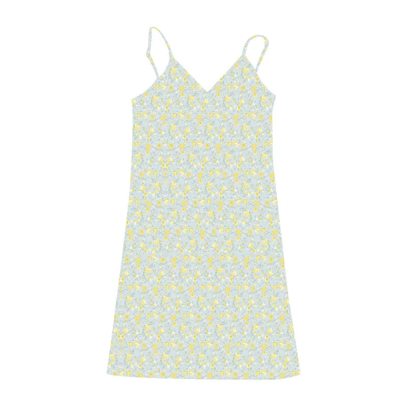 Women's Floral V-Neck Cami Dress - Sleeveless Mini Dress