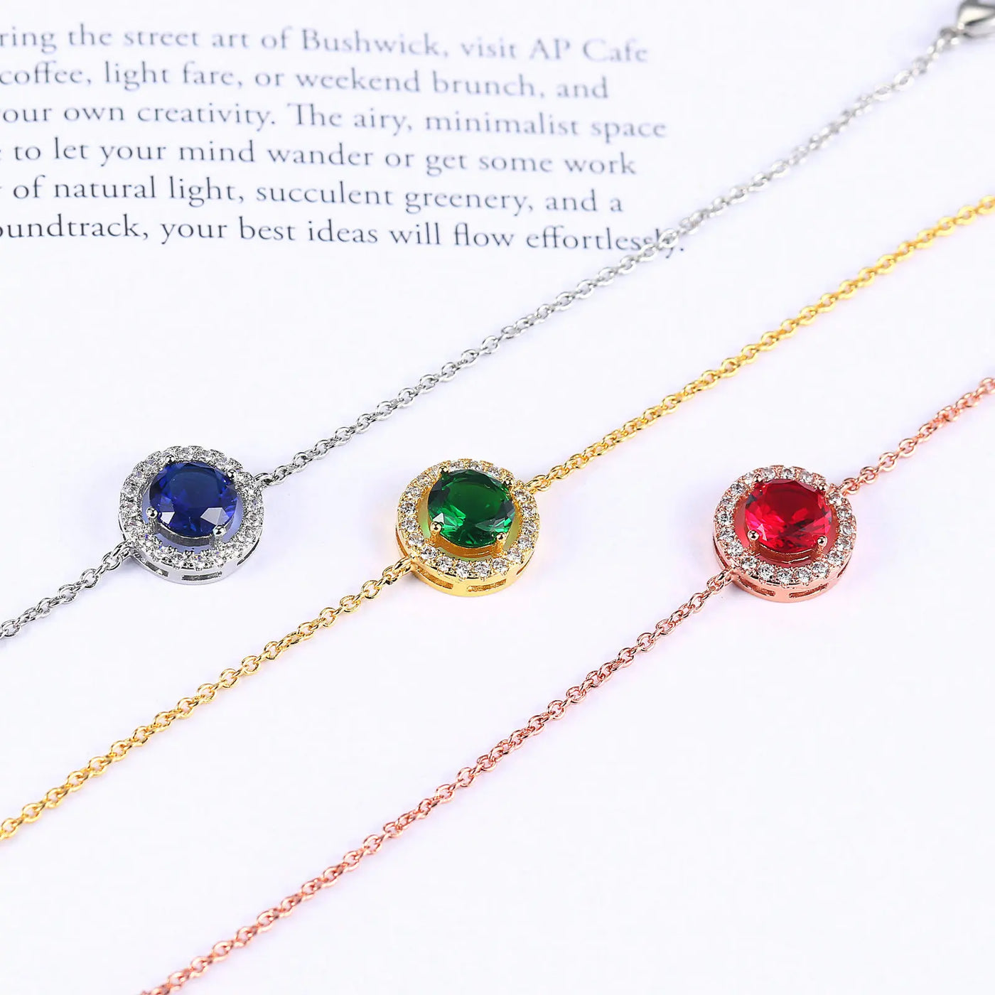 Cubic Zirconia Charm Bracelet - Rose Gold & Silver