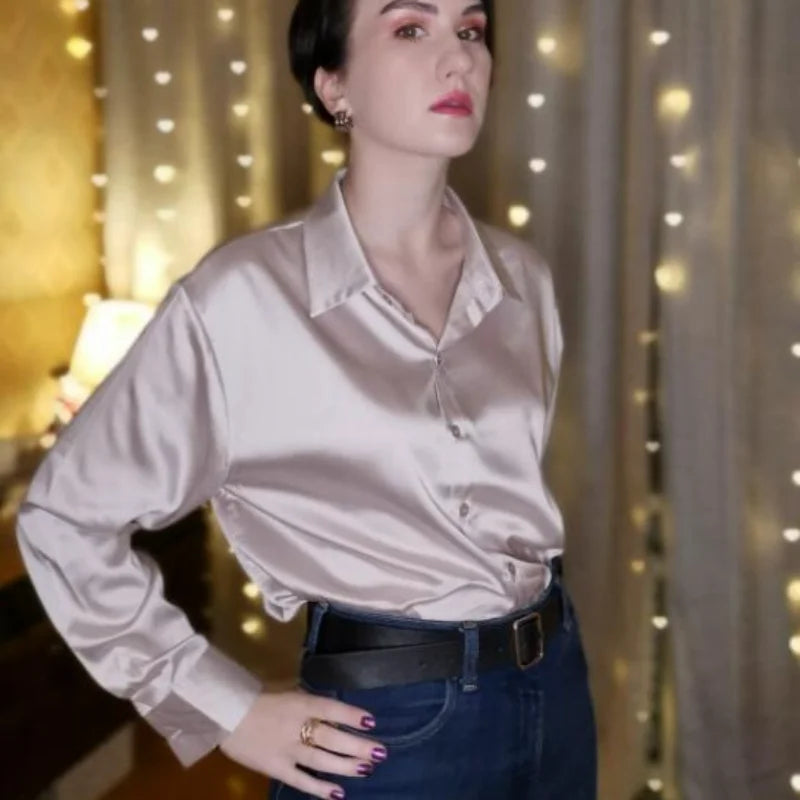 Vintage Button-Up Shirt - Autumn Long Sleeve Blouse