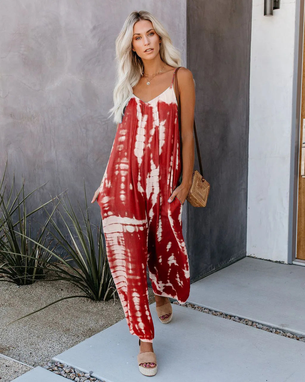 Women's Bohemian Wide Leg Jumpsuit with Suspenders