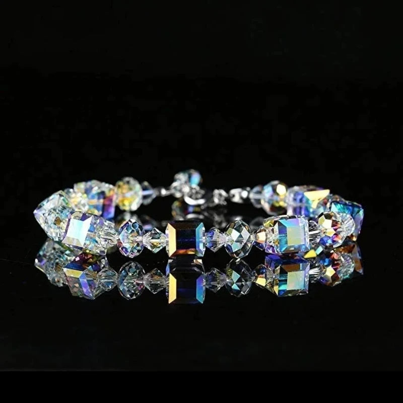 Crystal Cube Bracelet - Trendy Geometric Beaded Wrist Chain for Women