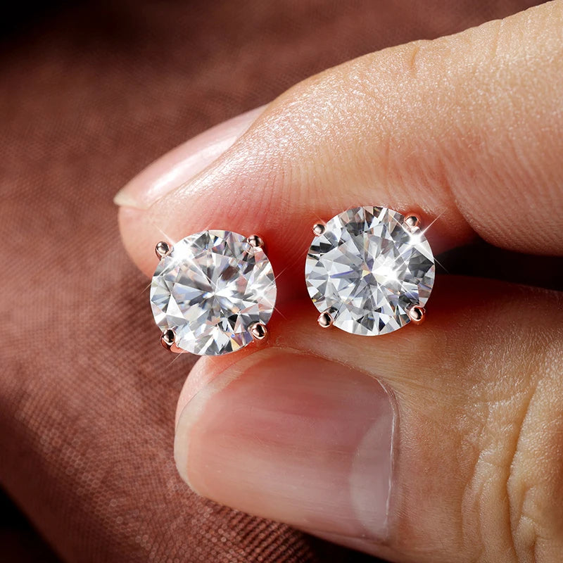 SMYOUE Moissanite Stud Earrings - 925 Sterling Silver Classic Wedding Studs for Women