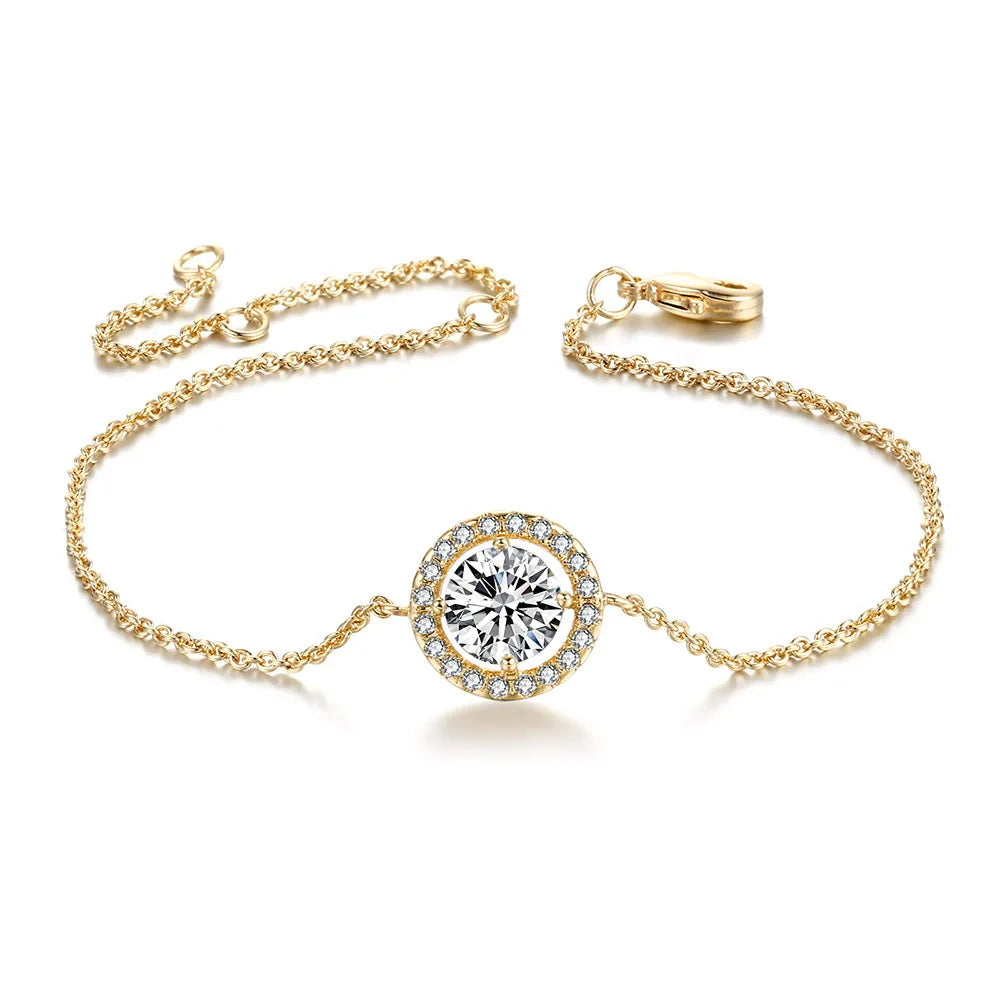 Cubic Zirconia Charm Bracelet - Rose Gold & Silver