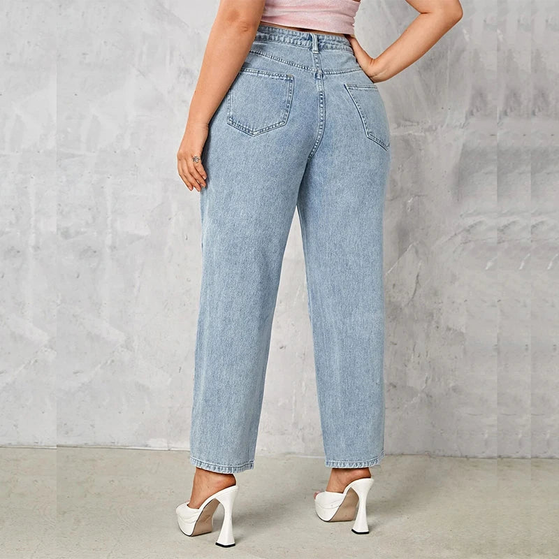 Women's High-Waist Straight Leg Jeans - Plus Size