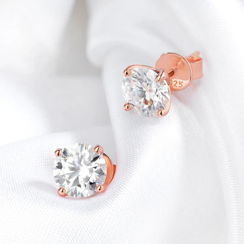 SMYOUE Moissanite Stud Earrings - 925 Sterling Silver Classic Wedding Studs for Women