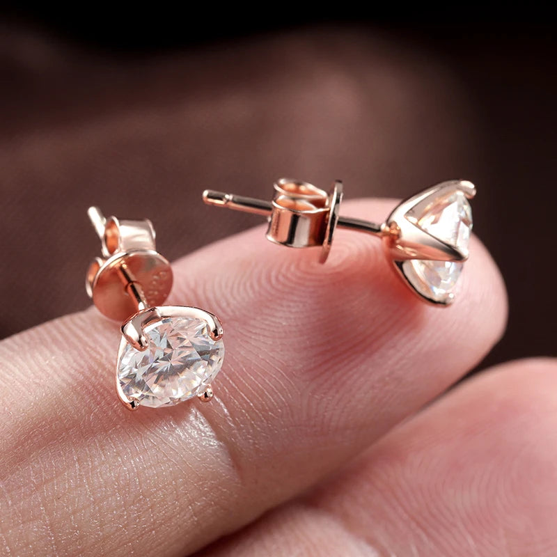 SMYOUE Moissanite Stud Earrings - 925 Sterling Silver Classic Wedding Studs for Women