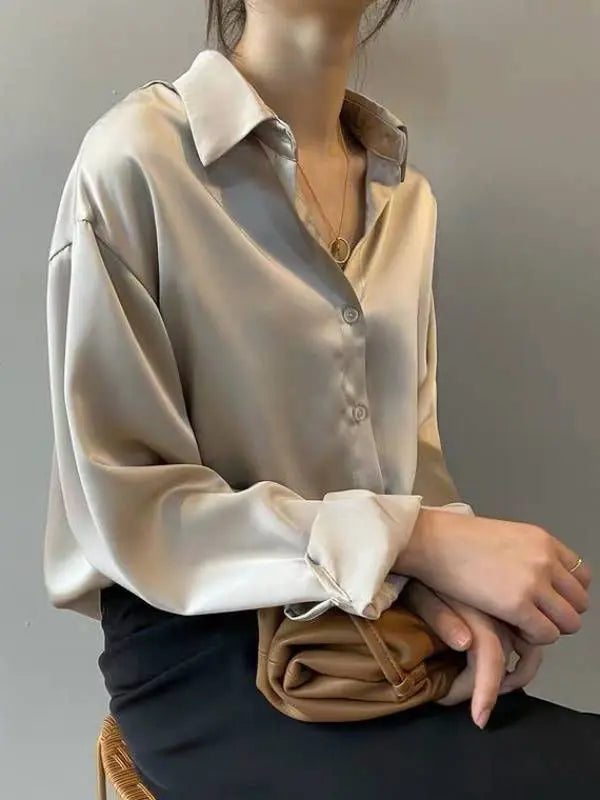Vintage Button-Up Shirt - Autumn Long Sleeve Blouse