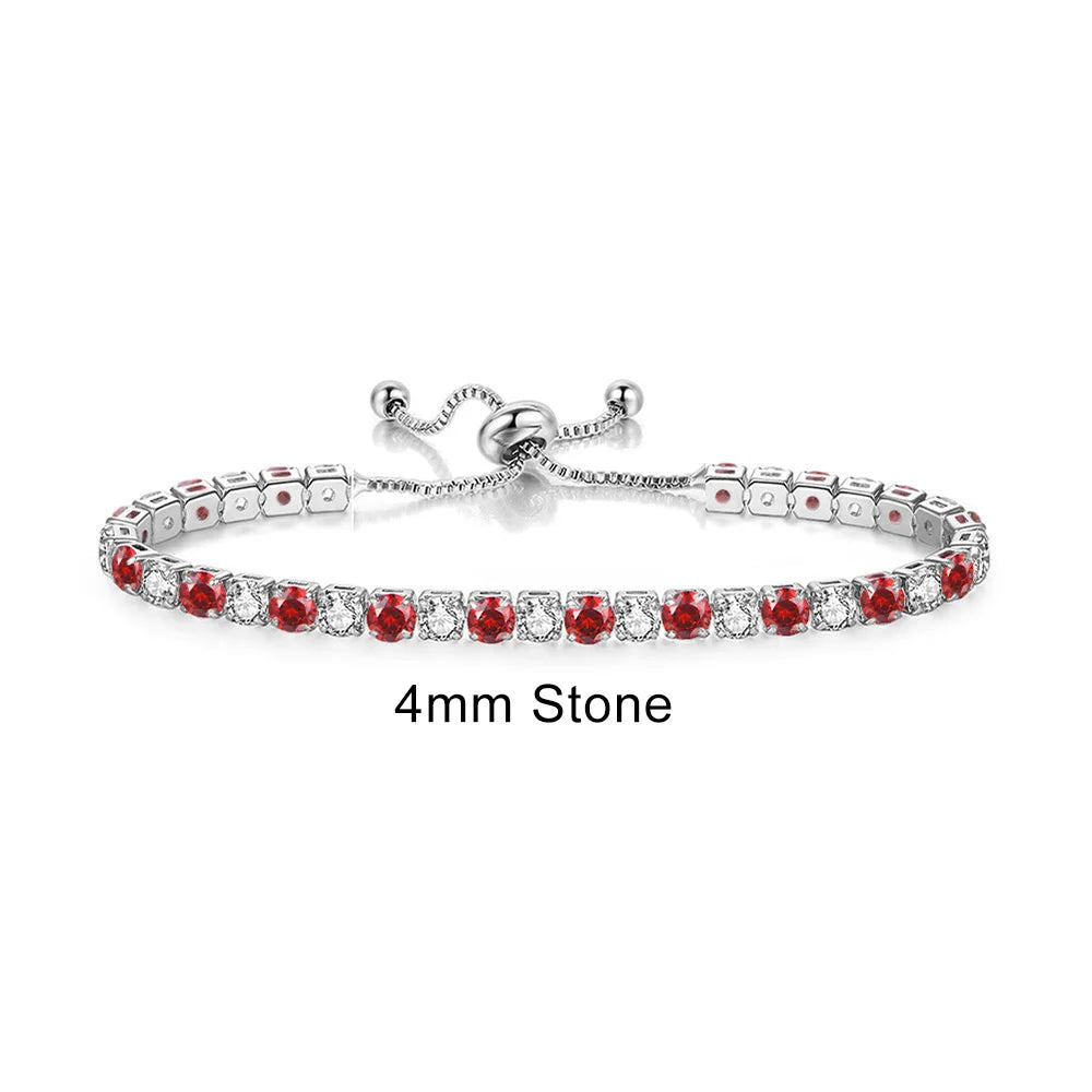 Rainbow Zircon Tennis Bracelet - Adjustable Women's Hand Chain