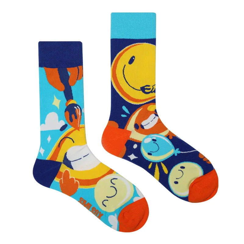 Colorful Cotton Crew Socks - Unisex Mid-Calf Casual Socks