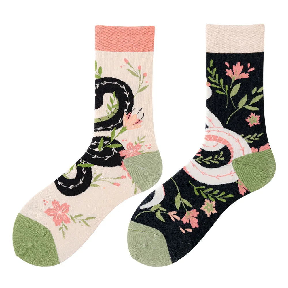 Colorful Cotton Crew Socks - Unisex Mid-Calf Casual Socks