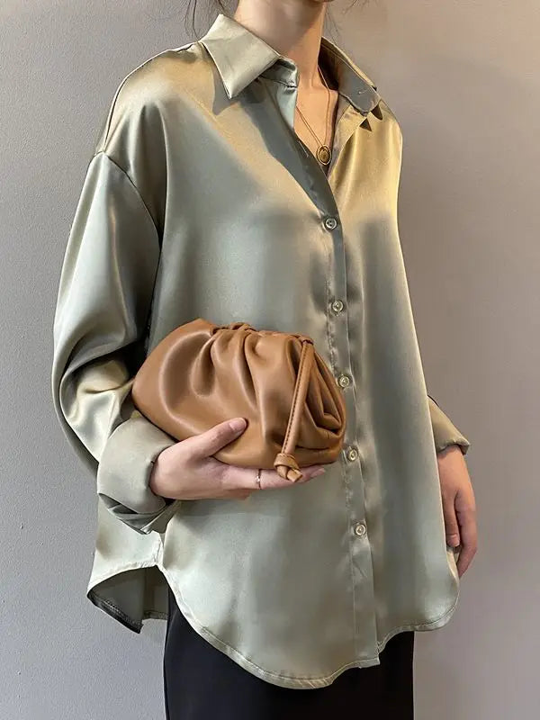Vintage Button-Up Shirt - Autumn Long Sleeve Blouse
