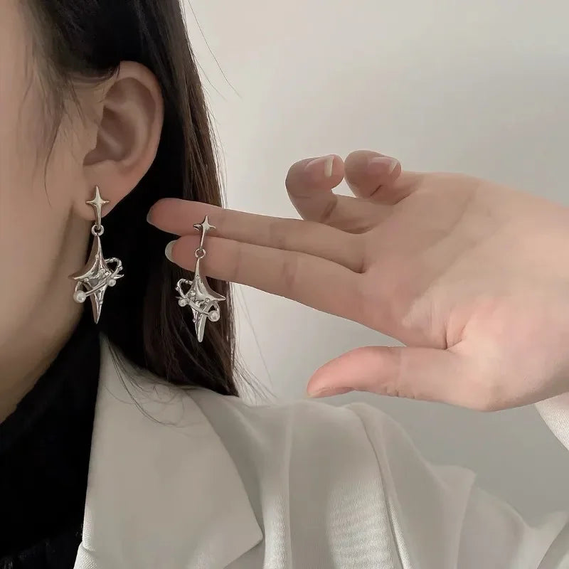 Star Drop Earrings - Pearl & Crystal Fashion Jewelry