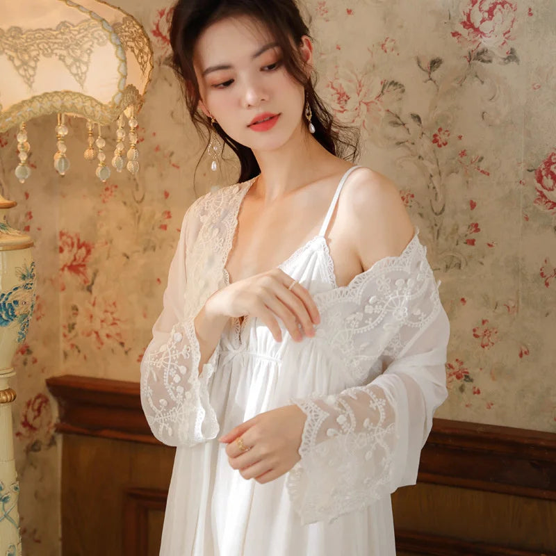 Victorian Lace Nightgown - Romantic Bridal Sleepwear Set