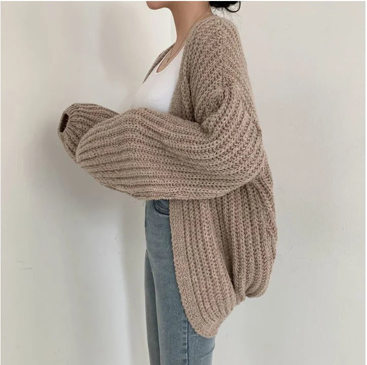 Vintage Harajuku Lantern Sleeve Cardigan - Women's Y2K Sweater