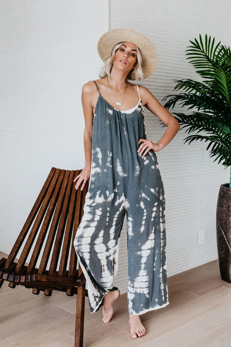 Women's Bohemian Wide Leg Jumpsuit with Suspenders