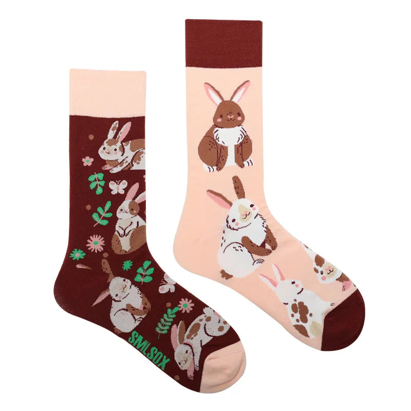 Colorful Cotton Crew Socks - Unisex Mid-Calf Casual Socks