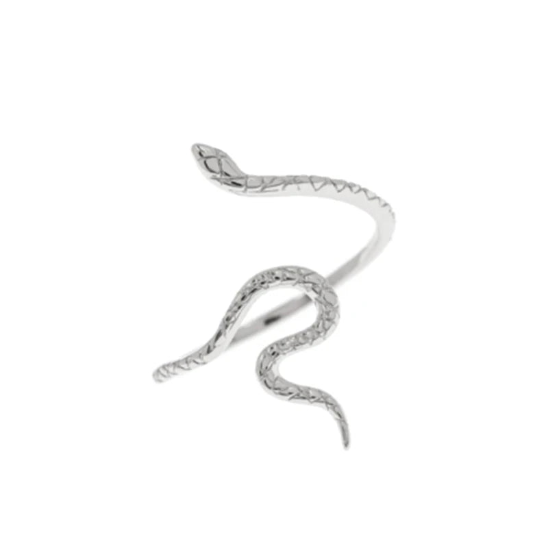 925 Sterling Silver Snake Ring - Adjustable Open Band for Women