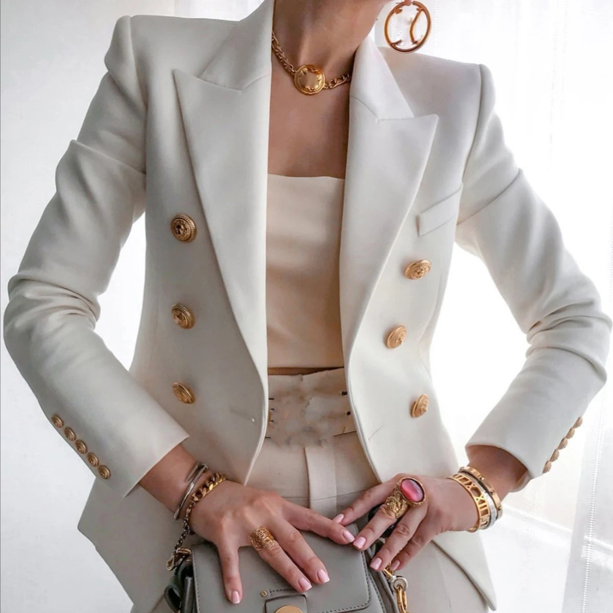 Women's Professional Blazer - Elegant Single-Button Suit Jacket